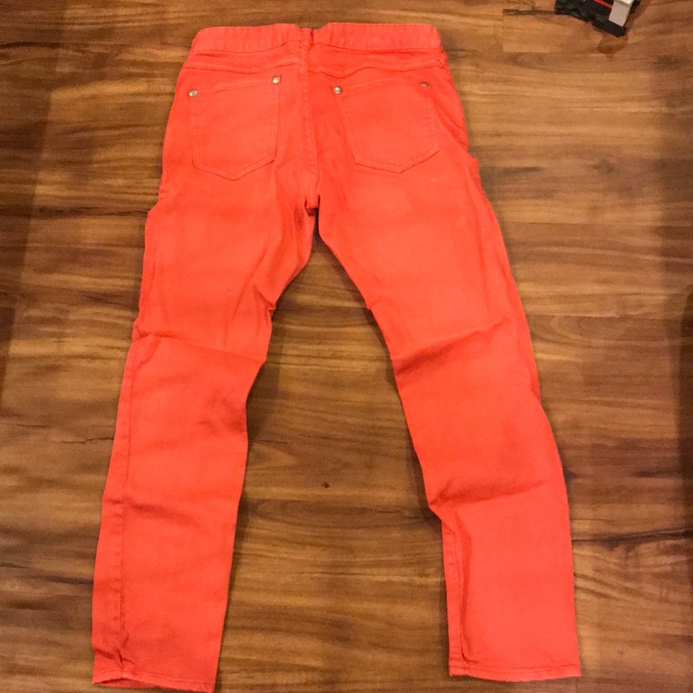 Washed material Coral straight leg jeans